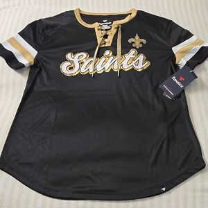 New Orleans Saints Fanatics Women's Original State Lace-Up T-Shirt Size:Small